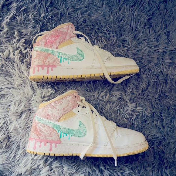 Jordan Shoes Nike Air Jordan Mid Ice Cream Paint Drip Boys 65womens